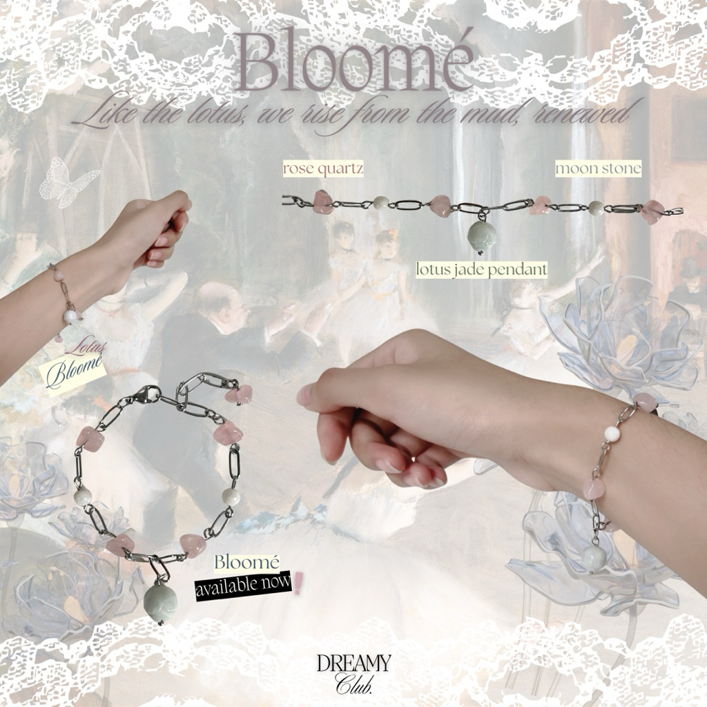 Bloomé | rose quartz , moon stone , jade กำไลหิน กำไลข้อมือ