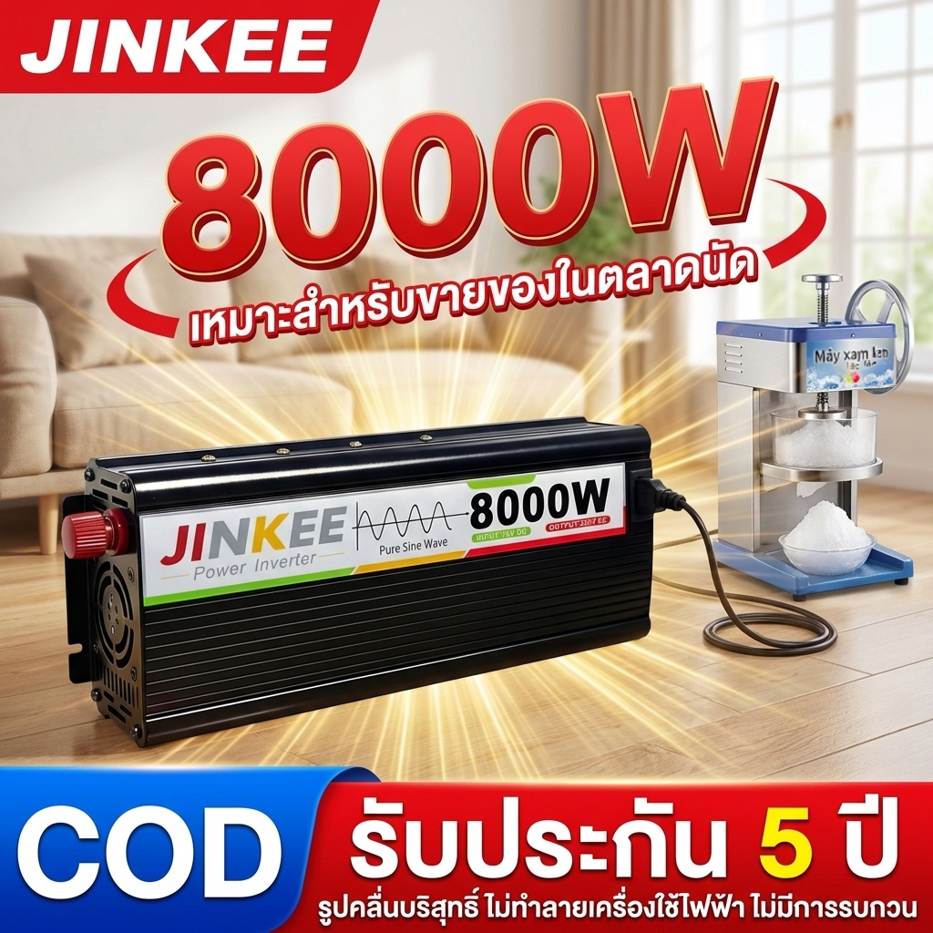 🎉 ลดราคา!  อินเวอร์เตอร์ 8000w 12v to 220v อินเวอร์เตอร์ไฟ ตัวแปลงไฟรถ ตัวแปลงไฟ แปลงไฟรถยนต์ เครื่องแปลงไฟ 12V/5000W