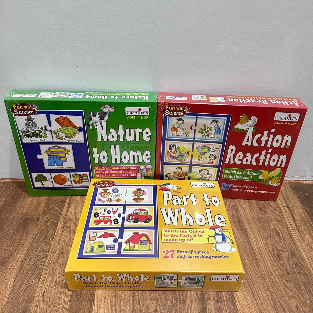 Creative’s – Nature to Home + Part to Whole + Action Reaction (3 ชุด)เด็ก 4ปี เกมการเรียนรู้แบบจับคู่ เสริมทักษะ ฝึกสมอง