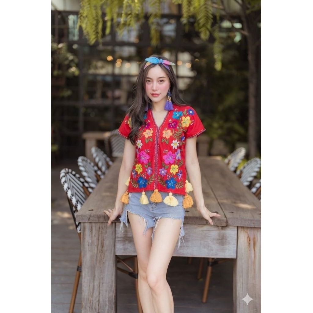 💖 สวยมงลง! รุ่นนี้คือที่สุดของความน่ารัก💖เสื้อผ้าฝ้ายงานปักมือใส่แล้วดูหน้าสว่าง ถ่ายรูปขึ้นกล้องสุดๆ✨️ไม่รวมโบว์คาดผม