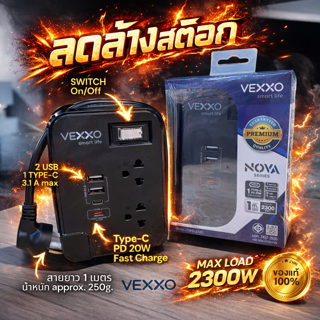 ปลั๊กไฟ NOVA Travel Series by VEXXO (ชื่อเดิมVOX)