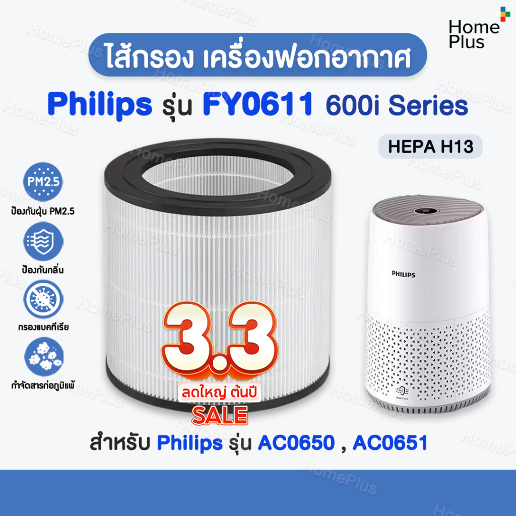 ราคาโปร+พร้อมส่ง✅ ไส้กรองอากาศ Philips AC0650 เครื่องฟอกอากาศ Philips FY0611 /30 for Air Purifier AC