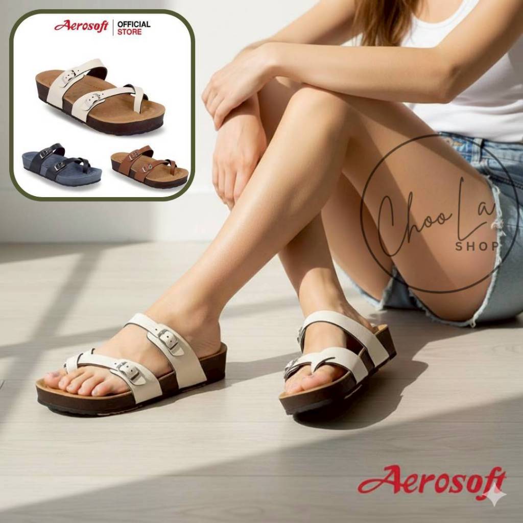 รองเท้าแตะสุขภาพผู้หญิง สายปรับได้พื้นนิ่มพิเศษหนานุ่มAerosoftรุ่น SU6243 หูหนีบกระชับเท้า