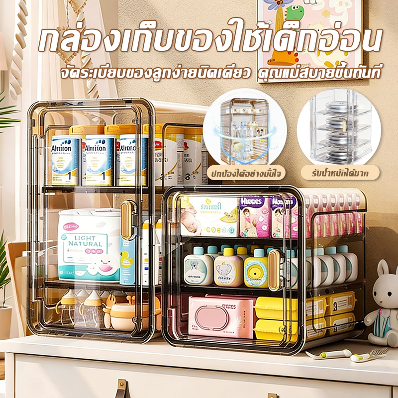 กล่องเก็บขวดใสหลายชั้น 180 องศา กล่องเก็บของหลายชั้น จำแนกการจัดเก็บ เปิดปิดด้วยแม่เหล็ก ความจุขนาดใหญ่ กันน้ำและกันฝุ่น