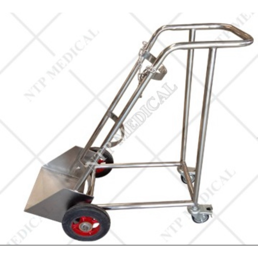 รถเข็นถังออกซิเจน 6 คิว สแตนเลส