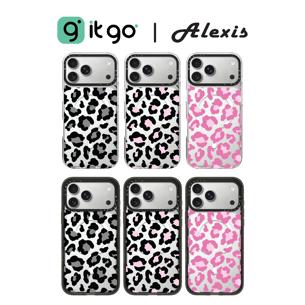 เคสใสและขอบดำ สำหรับ IPhone 17 Alexis Cartoon ST Black & Clear Leopard Pink Style – ลายเสือดาว หวานซน แต่แกร่ง