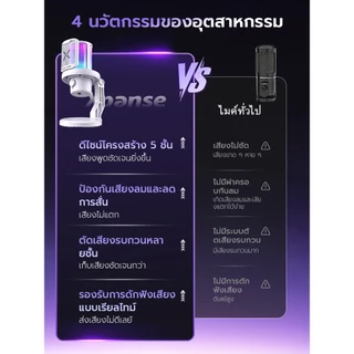 Xpanse V1Pro ไมโครโฟนเกมมิ่ง AIลดเสียงรบกวน ปิดเสียงคลิกเดียว ไฟRGB ไมค์โครโฟน ไมค์ไลฟ์สด สําหรับ PC โทรศัพท์ Microphone