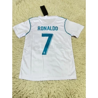 เสื้อบอลเด็กแขนสั้น ทีมเรอัลมาดริดเบอร์7ชื่อโรนัลโด้ใหม่ล่าสุด ปี2026เสื้อ+กางเกง