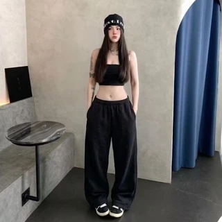 กางเกงวอร์มขากระบอกใหญ่ Baggy pant ผ้าสำลี รุ่นสูง 155 165 170 175ซม. ยาว37,39,41,43 นิ้ว มีกระเป๋าข้าง