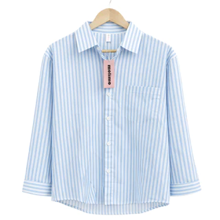 เสื้อเชิ้ตลายทาง แขนยาว ทรงหลวมๆ oversize มี 8 สี S-XXL #085