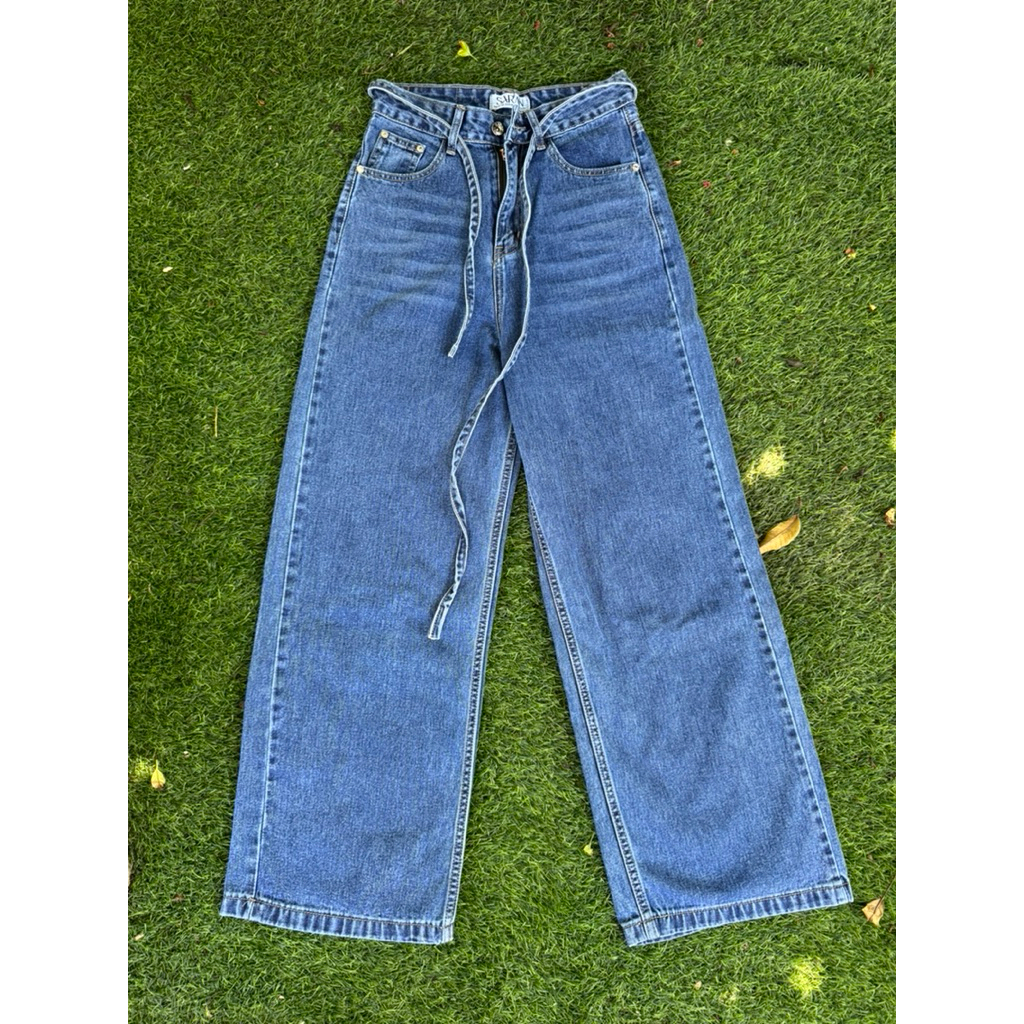 Use.กางเกงยีนส์ SARAN กระบอกใหญ่มีเชือก