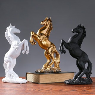 ฟิกเกอร์เรซิ่น รูปปั้นม้า สีทอง สีขาว สีดํา สไตล์นอร์ดิก สํา…