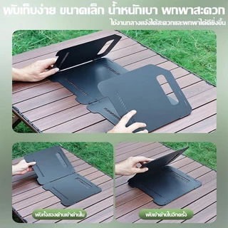 แผ่นบังลมเตาแก๊สแคมป์ 100*25cm กันน้ำมันกระเด็น แถมถุงเก็บของ ช่องแบบพับได้ กันความร้อน