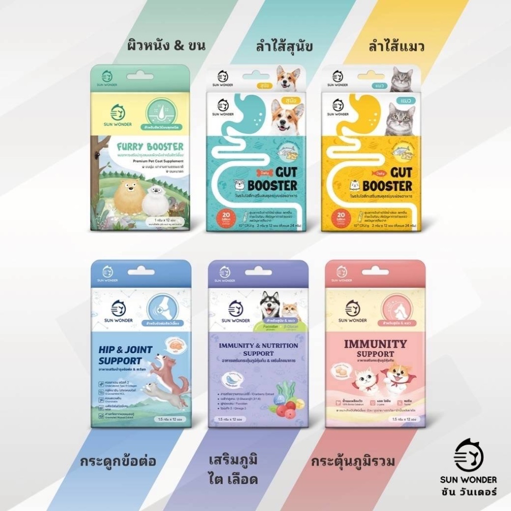 (1 กล่อง/12 ซอง) SUN WONDER FURRY BOOSTER อาหารเสริมบำรุงขนและผิวหนังสำหรับสัตว์เลี้ยง