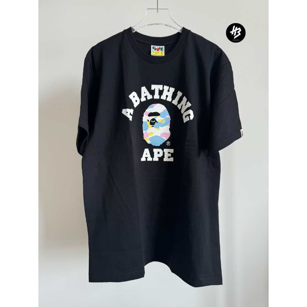 [ของแท้] เสื้อยืด BAPE A BATHING APE NEW MULTI CAMO COLLEGE TEE BLACK พร้อมส่ง