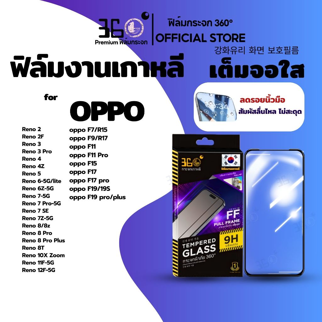 [ 360° เกาหลี] ฟิล์มคริสตัล ฟิล์มใส ฟิล์มกระจก Reno 16F Reno 16-5G reno13 reno14f reno15 findx8 reno14pro reno13f