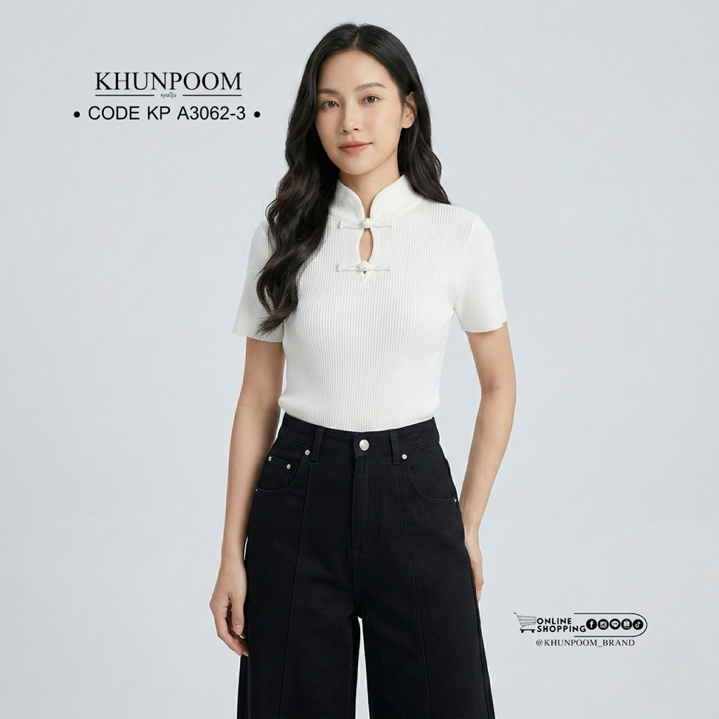 🌟 สินค้าใหม่มาแรง! KP A3062-3 พร้อมส่งครบสี เอาใจสาวๆ ที่ชอบความหวานปนชิค กับเสื้อไหมพรมคอจีนดีไซน์ใหม่