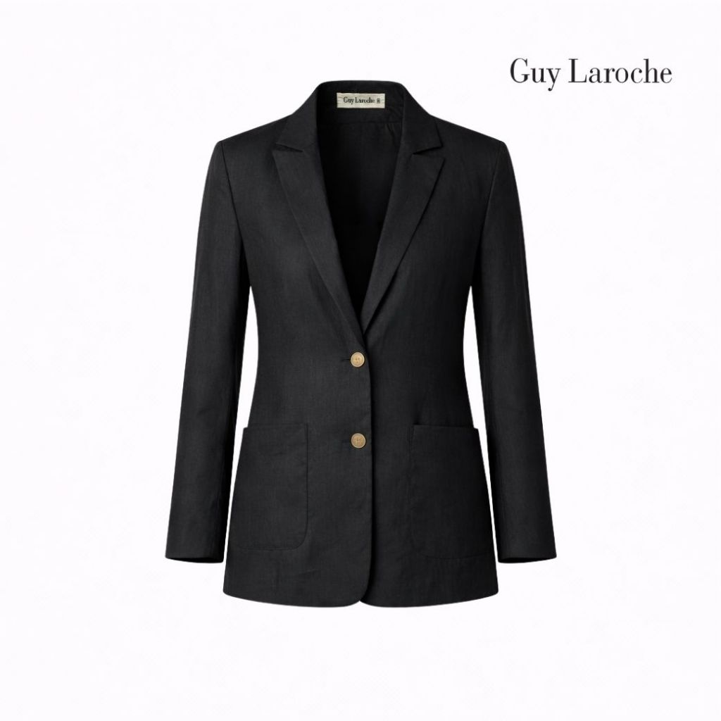 Guy Laroche Woman's Jacket Oversize Black แจ็คเก็ต ไลท์ลินิน ทรงหลวม สีดำ G9YEBL