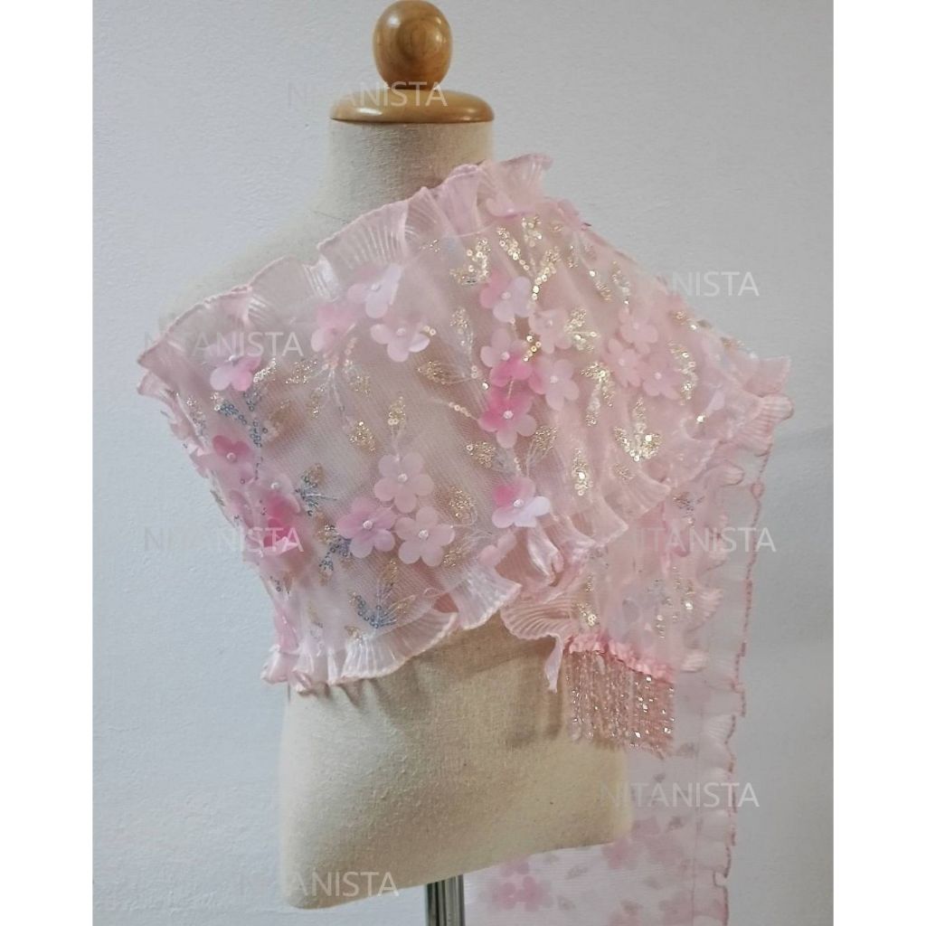 สไบเด็ก สไบสีชมพู สไบเด็กดอกไม้สีชมพู ชุดไทยเด็ก พร้อมส่ง