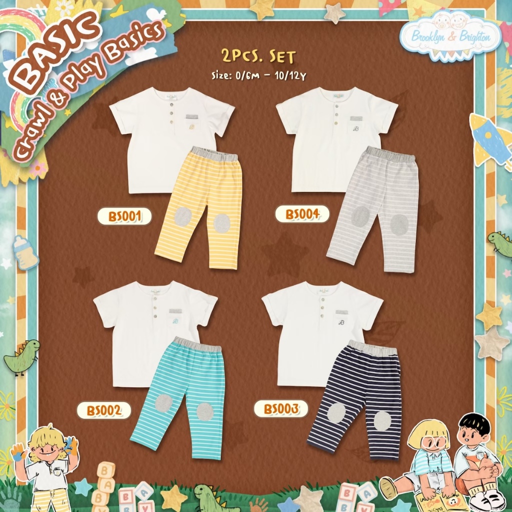Brooklyn & Brighton - Basic - Crawl Play Basics Unisex 2Pc Set ชุดลำลอง เด็กชายเด็กหญิง
