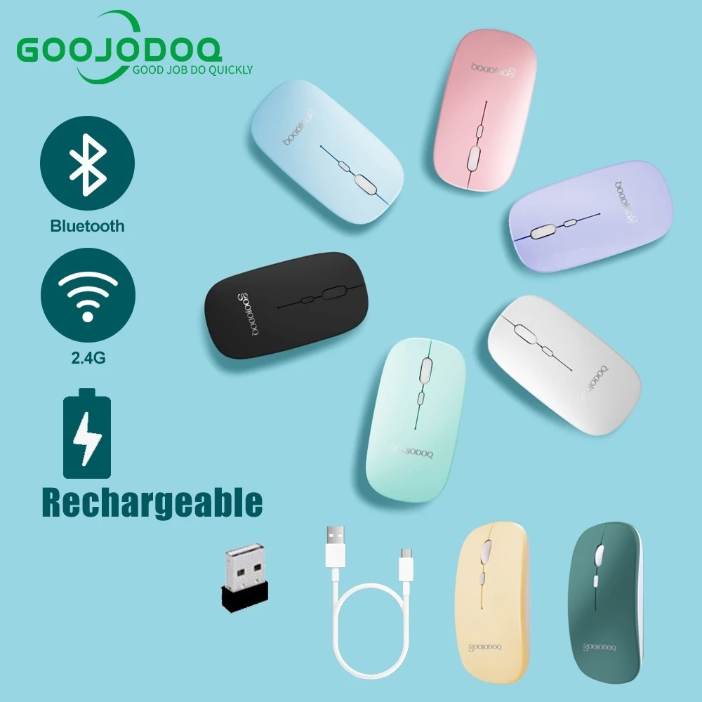 GOOJODOQ 2-in-1 Wireless Mouse Dual Mode 2.4Ghz Wireless Bluetooth 2 In 1 เมาส์ไร้สาย