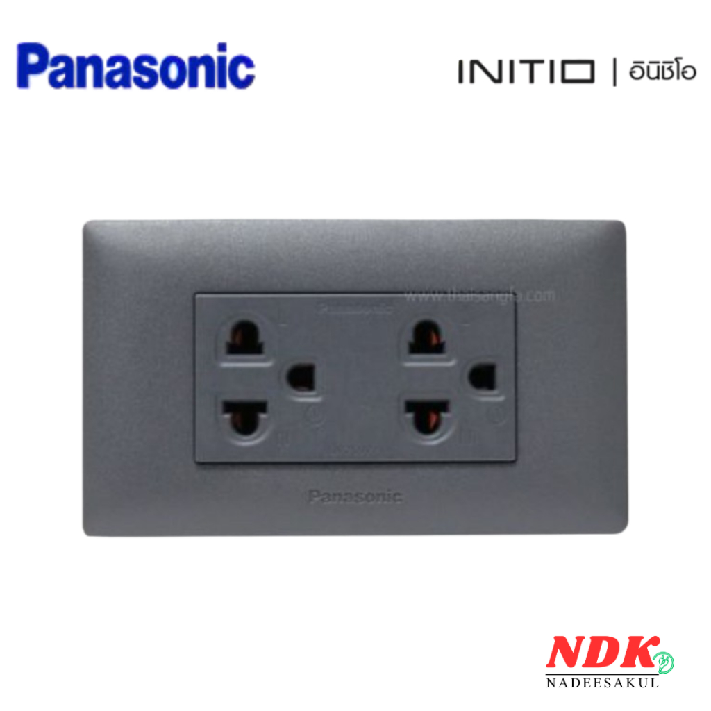 Panasonic INITIO WEGN15929H ปลั๊กคู่มีกราวด์พร้อมฝาพลาสติก สีเทา