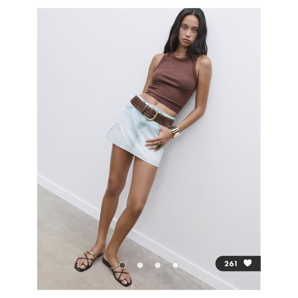 Stardivarius D74 mini skirt กระโปรงสั้นสีฟ้าฟอก