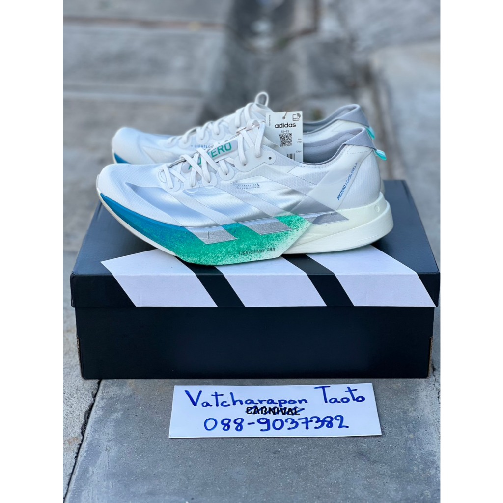 [ PREORDER ] รองเท้าวิ่ง Adidas Adizero Adios Pro 4 สี White Glory Green JR6354 มือ1 ของแท้ 100%