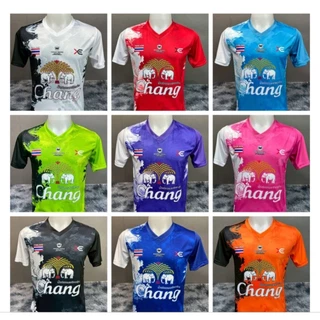 เสื้อกีฬาคอวีพร้อมสกรีนชื่อ+เบอร์บอล