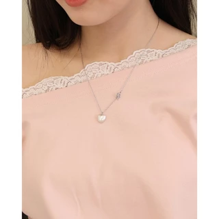 A.piece สร้อยมุกแท้ (waterproof) : [stainless steel] Baroque heart necklace