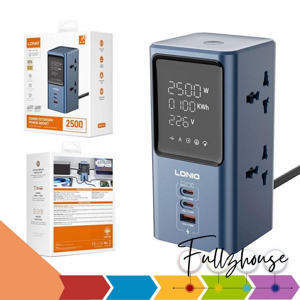 จัดส่งด่วน LDNIO SC2 Universal Power strip desktop LED power Adapter ปลั๊กไฟอเนกประสงค์ รองรับการชาร