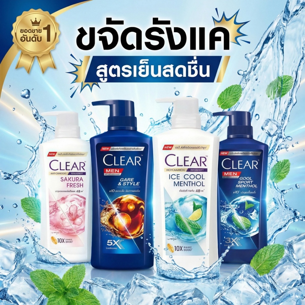 CLEAR Anti-Dandruff Shampoo โปร 1 แถม 1 ดูแลหนังศีรษะ ลดรังแค
