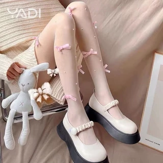 【YADI】พร้อมส่ง ถุงน่องลายตาข่าย ลูกไม้ บาง สไตล์เกาหลี Lolita Bow ผู้หญิง แฟชั่นสําหรับผู้หญิง ❤️🔥