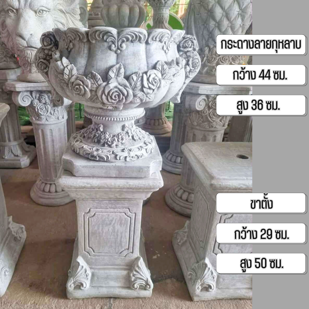 กระถาง กระถางลายกุหลาบ กระถาง แต่งสวนอังกฤษ
