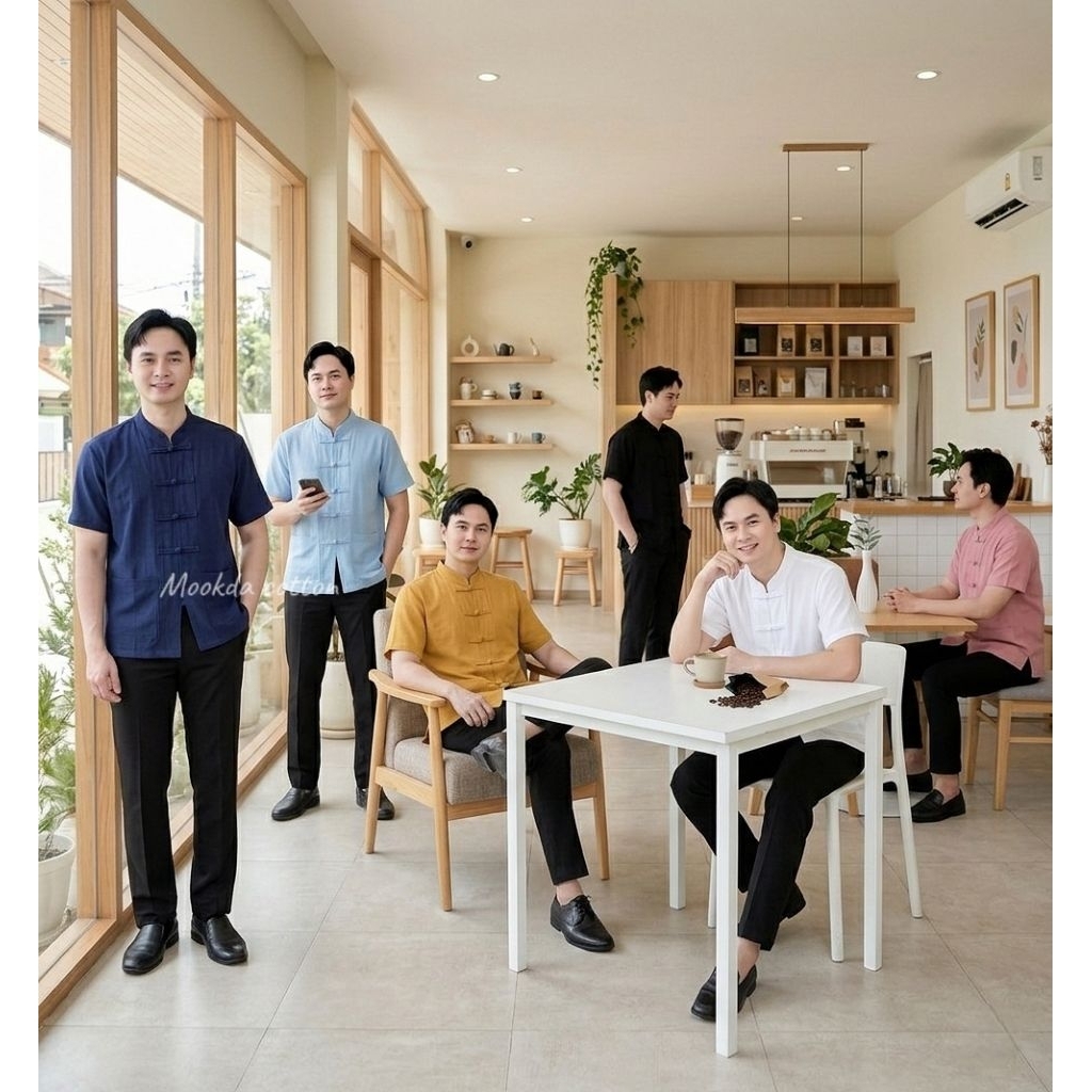 เสื้อผ้าฝ้ายคอจีนกระดุมขอดชาย