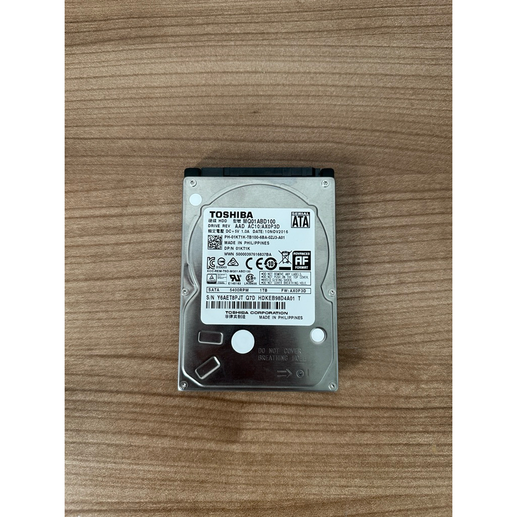 ฮาร์ดดิสก์ไดรฟ์ มือสอง (HDD) รุ่น Toshiba MQ01ABD100 ความจุ 1TB /HDD มือสอง ใช้งานได้ปกติ