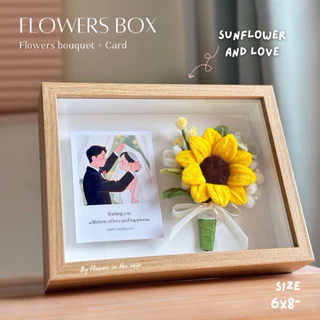 Flowers box 💐กรอบรูปของขวัญ ดอกไม้กำมะหยี่ พร้อมการ์ดภาพและคำอวยพร ขนาด 6x8” สินค้าพร้อมส่ง (ส่งภายใน 1-3 วัน)