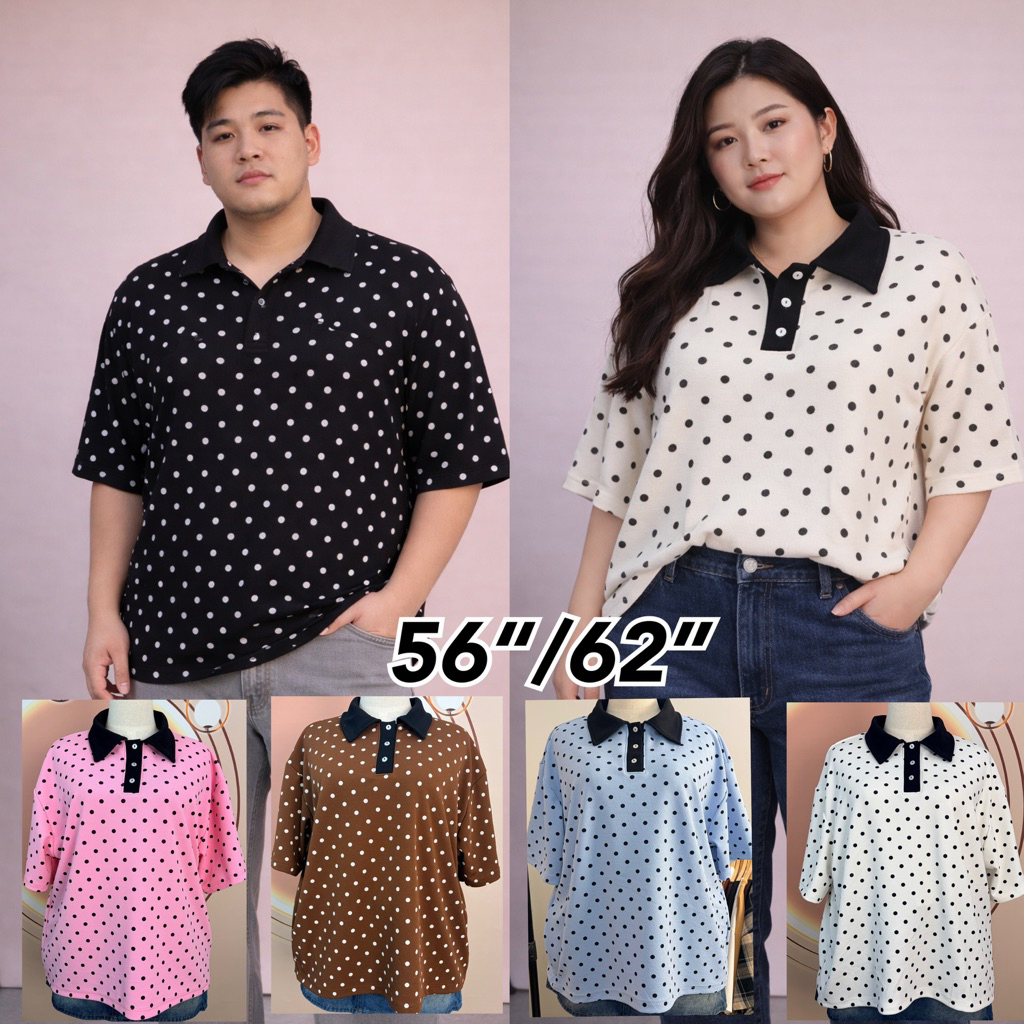 Goodly เสื้อโปโล ลายจุด ไซส์ใหญ่ 56“/62”
