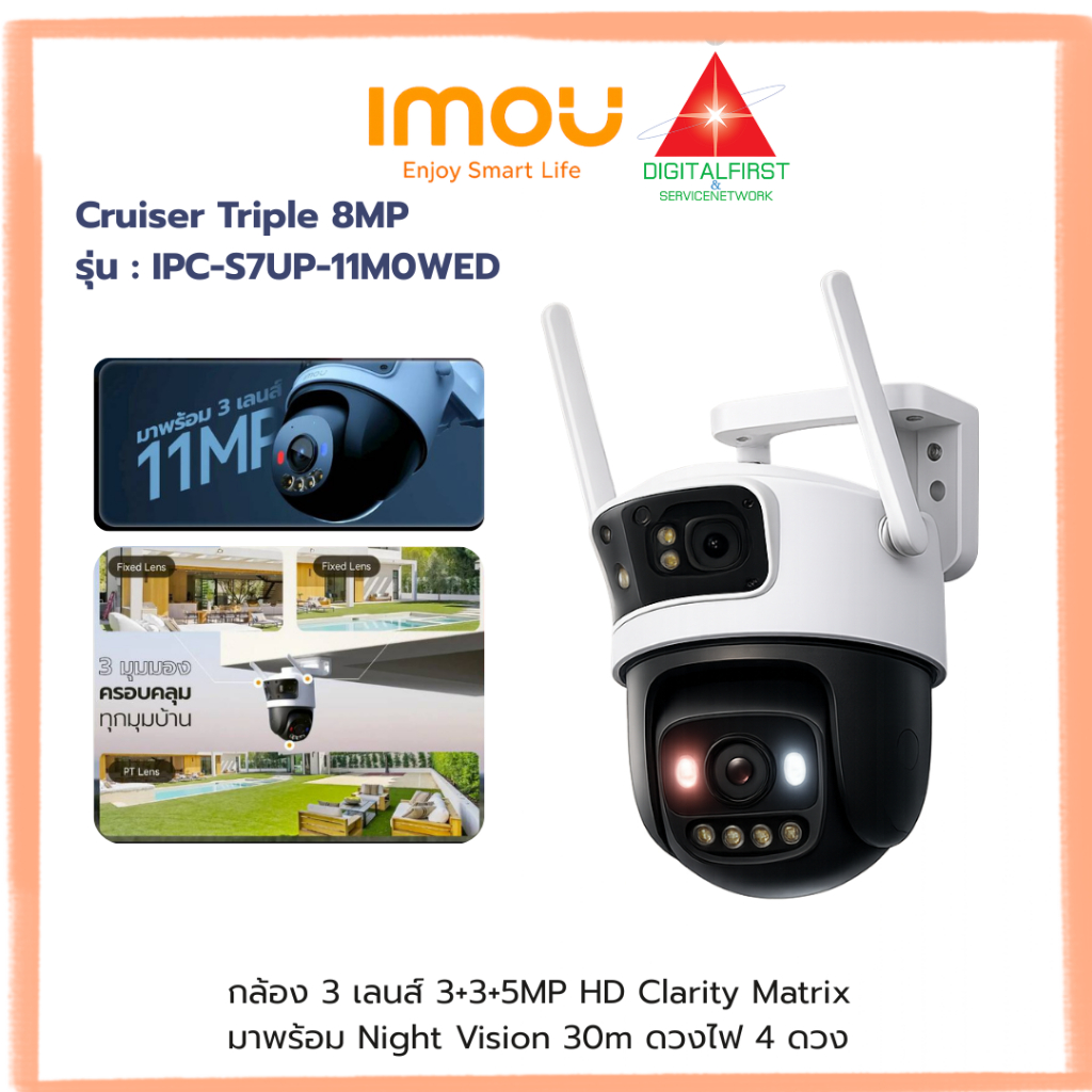 กล้องวงจรปิดIMOU รุ่น IPC-S7UP-11MOWED TRIPLE 8MP