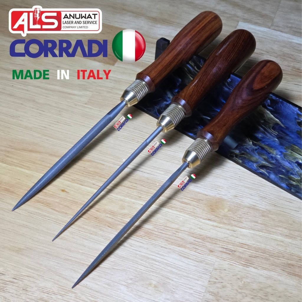 ตะไบ CORRADI 180mm. ท้องปลิง กลม สามเหลี่ยม