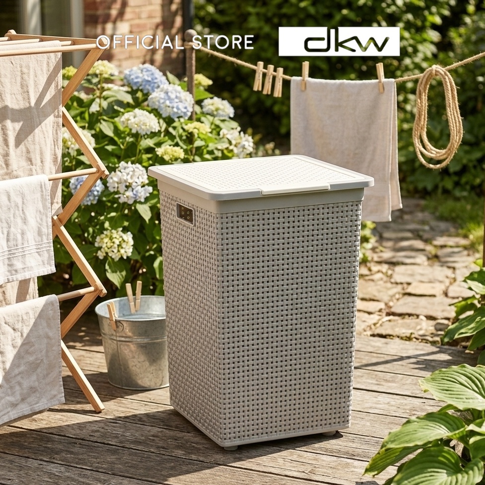 DKW by BanBaan ตะกร้าผ้าลายสาน ทรงเหลี่ยมจตุรัส (มีฝาปิด) HH-1110
