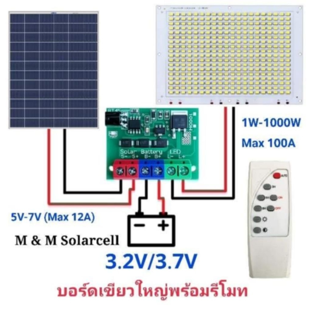 บอร์ดควบคุมโคมไฟโ็ซล่าเซลล์(พร้อมรีโมท)