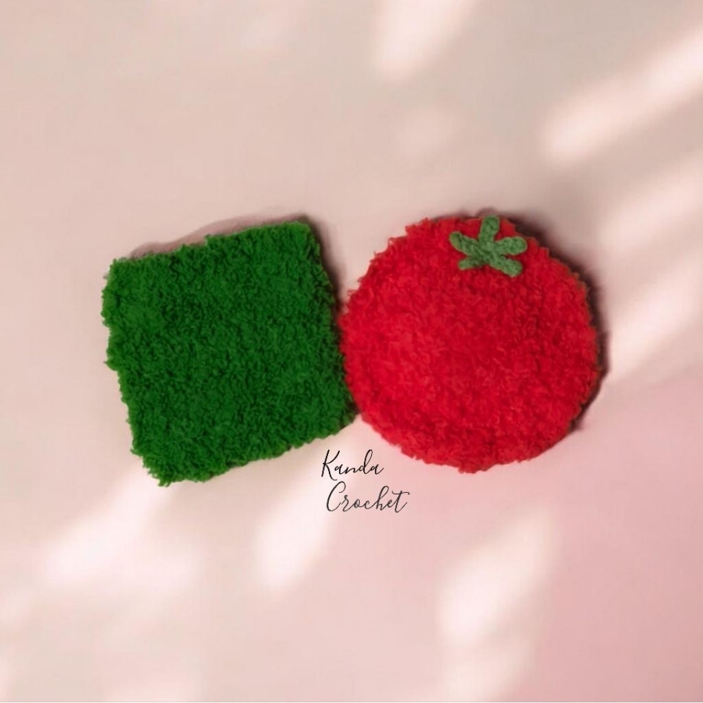 Grass / Tomato coaster :: แผ่นรองแก้ว หญ้า/มะเขือเทศ ถักโครเชต์