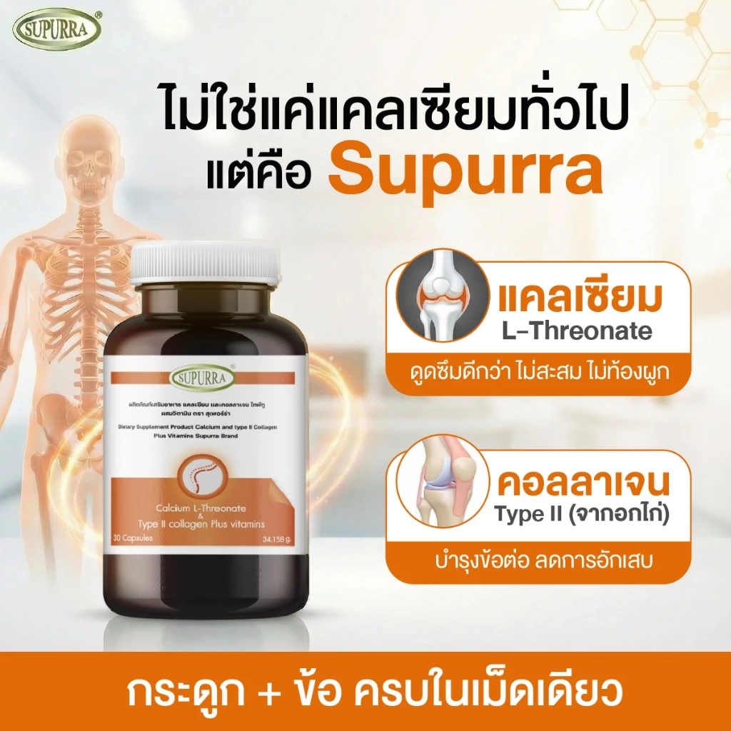 [1 เเถม 1] Supurra Calcium L-Threonate แคลเซียมแอลทรีโอเนต ตราสุเพอร์ร่า [C14] thumbnail 4