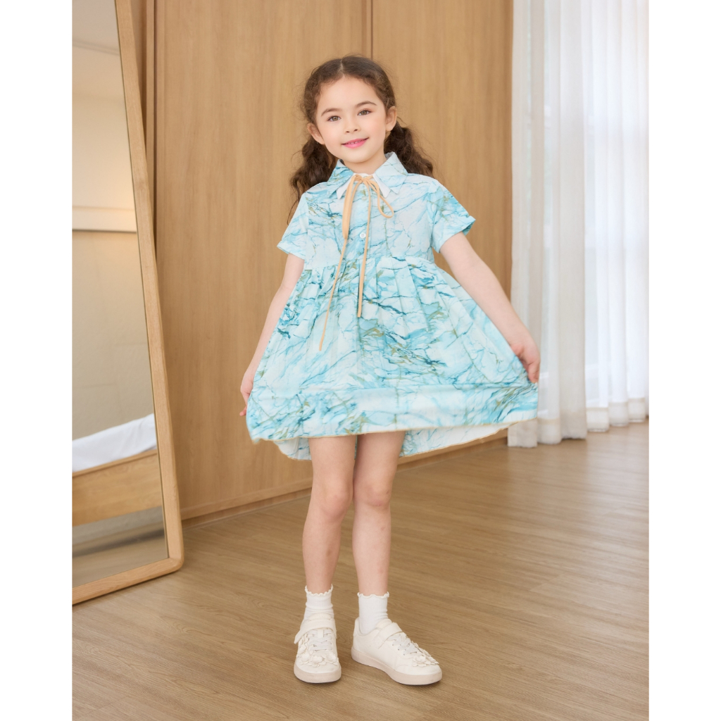 VACAY INDEED | Mini Timeless Dress ลาย Muse Marble เดรสเด็กผู้หญิง