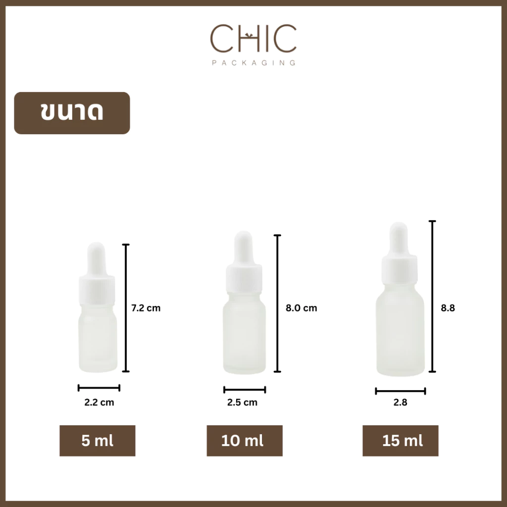 ขวดหยดแก้วสีขาวหมอก ขนาด5/10/15/20/30/50ml ขวดดรอปเปอร์ ใส่เซรั่ม ใส่น้ำมันหอมระเหย Frosted Glass thumbnail 6