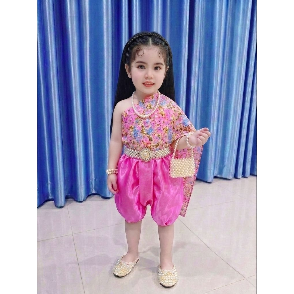 ชุดไทย ชุดไทยลายดอก ชุดสไบลายดอก สงกรานต์