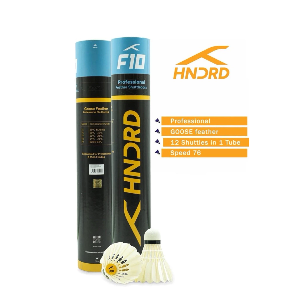 ลูกแบดมินตัน Hundred รุ่น F10 Speed 76 ขนห่าน 100% สินค้าลิขสิทธิ์แท้