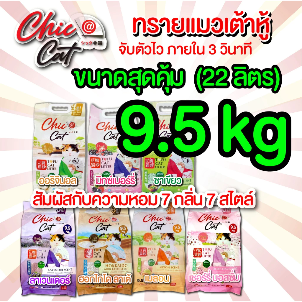 (ส่งด่วนกทม.)ทรายเต้าหู้ Chic@Cat 22 ลิตร ผลิตภัณฑ์สำหรับแมวเพื่อคนรุ่นใหม่ 🇯🇵