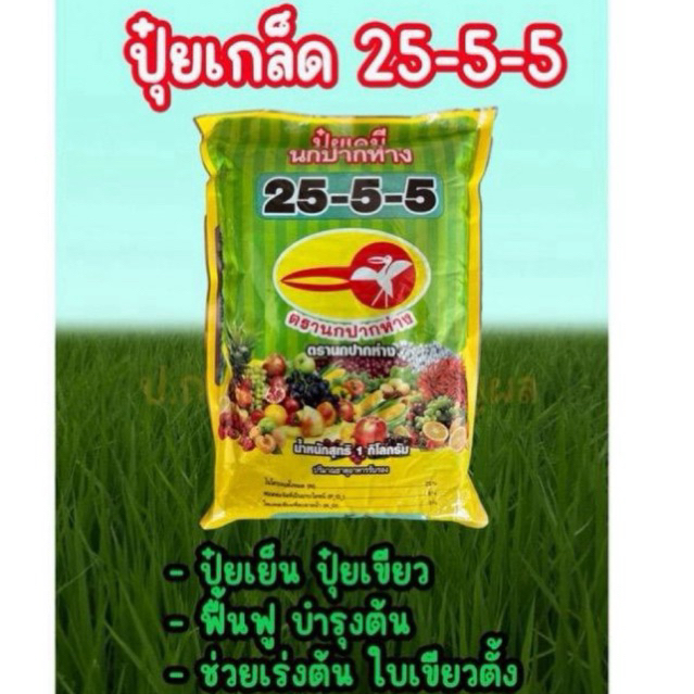ปุ๋ยเกล็ด ตรานกปากห่าง  สูตร : 25-5-5